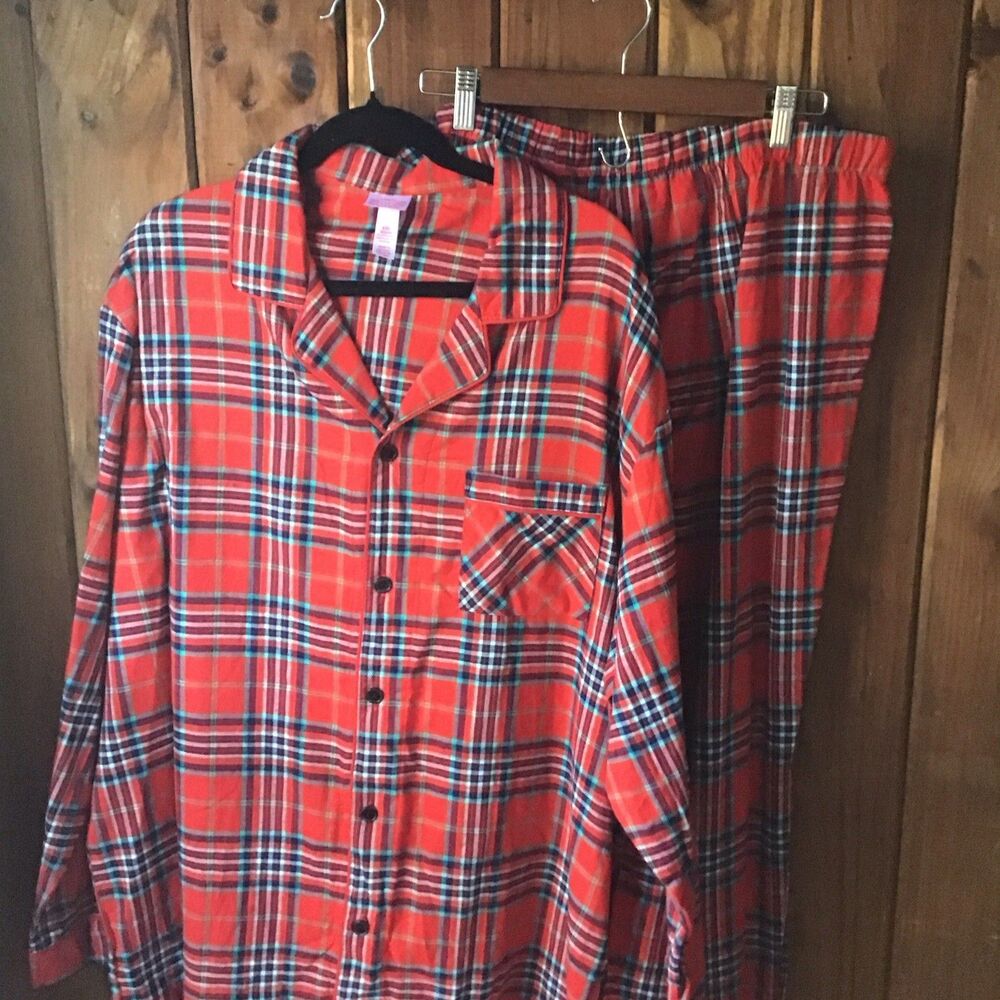 Wondershop Men’s Size XXL Red & White Plaid Flannel Pajama Set Sleepwear Holiday